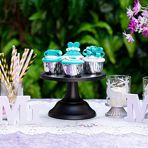 Nuptio Bases para Tartas de Negro Soporte Cupcakes de Boda 20cm Cake Stand Redondo para Fiesta de Cumpleaños Aniversario de Boda Baby Shower