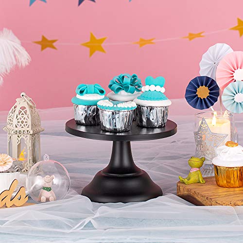 Nuptio Bases para Tartas de Negro Soporte Cupcakes de Boda 20cm Cake Stand Redondo para Fiesta de Cumpleaños Aniversario de Boda Baby Shower