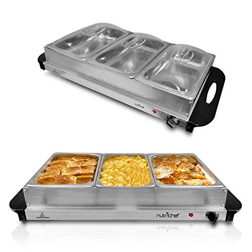 NutriChef PKBFWM33 Food Warming Tray/Buffet Server/Hot Plate Warmer, Steel by NutriChef