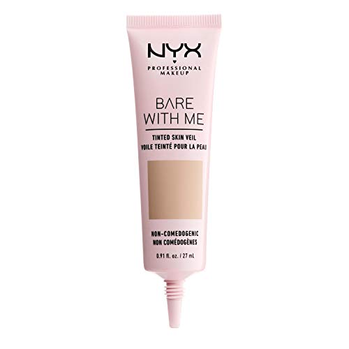 NYX Professional Makeup Base de Maquillaje Velo de Color Bare With Me, Extractos Hidratantes de Aloe y Pepino, Inspirada en el Cuidado de la Piel, Cobertura Ligera, Tono True Beige Buff