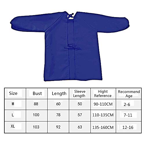 O-Kinee Delantales Infantiles, Delantal para Niña, Delantales de Pintura para Craft Pintura Delantal, Poliéster, 12-16 Años (Azules)