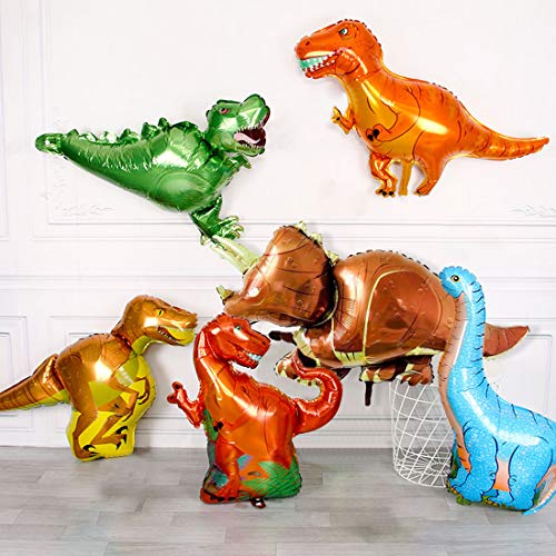 O-Kinee Globo de dinosaurio,8 pcs Dinosaurio Globo de Helio,Globos Dinosaurios de Papel de Aluminio,Dinosaurio Jurásico Globos Fiesta,Suministros de Decoración de Cumpleaños Para Niños (8 pcs)