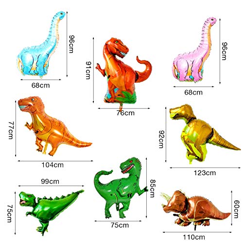 O-Kinee Globo de dinosaurio,8 pcs Dinosaurio Globo de Helio,Globos Dinosaurios de Papel de Aluminio,Dinosaurio Jurásico Globos Fiesta,Suministros de Decoración de Cumpleaños Para Niños (8 pcs)