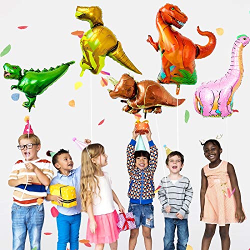 O-Kinee Globo de dinosaurio,8 pcs Dinosaurio Globo de Helio,Globos Dinosaurios de Papel de Aluminio,Dinosaurio Jurásico Globos Fiesta,Suministros de Decoración de Cumpleaños Para Niños (8 pcs)