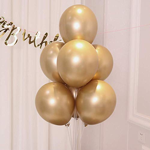 O-Kinee LAKIND Globos Metalizados 50-Pack Globos Metalicos Globo Metalizado Globos De Helio Globos De Látex para La Fiesta De Cumpleaños (Golden-50pcs)