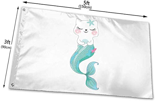 Oaqueen Banderas, Cat Mermaid Decorative Bandera del Jardin, Outdoor Artificial Flag for Home, Garden Yard Decorations 3x5 Ft