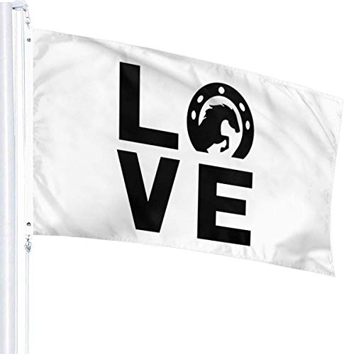 Oaqueen Banderas, Love Horses Decorative Bandera del Jardin, Outdoor Artificial Flag for Home, Garden Yard Decorations 3x5 Ft