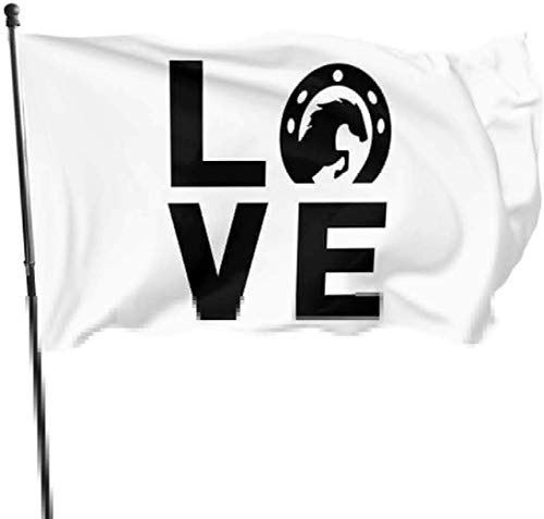 Oaqueen Banderas, Love Horses Decorative Bandera del Jardin, Outdoor Artificial Flag for Home, Garden Yard Decorations 3x5 Ft