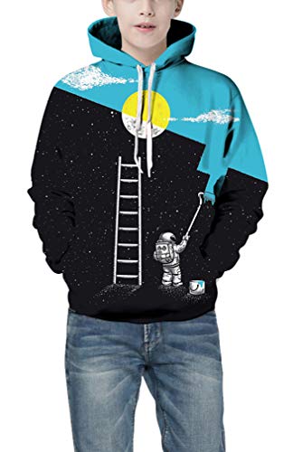 Ocean Plus Niño 3D Sudaderas con Capucha con Bolsillo Canguro Adolescente Sudadera Divertida Suéter Estampado Digital Hoodie (S/M (Tamaño Adulto: 165-175 cm), Pintura de Astronauta)