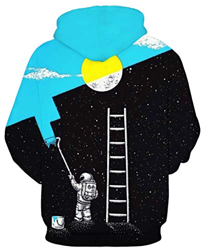 Ocean Plus Niño 3D Sudaderas con Capucha con Bolsillo Canguro Adolescente Sudadera Divertida Suéter Estampado Digital Hoodie (S/M (Tamaño Adulto: 165-175 cm), Pintura de Astronauta)