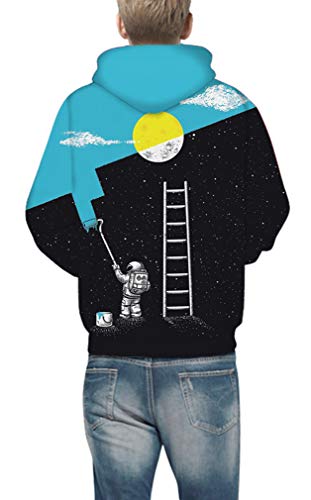 Ocean Plus Niño 3D Sudaderas con Capucha con Bolsillo Canguro Adolescente Sudadera Divertida Suéter Estampado Digital Hoodie (S/M (Tamaño Adulto: 165-175 cm), Pintura de Astronauta)