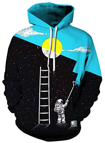 Ocean Plus Niño 3D Sudaderas con Capucha con Bolsillo Canguro Adolescente Sudadera Divertida Suéter Estampado Digital Hoodie (S/M (Tamaño Adulto: 165-175 cm), Pintura de Astronauta)