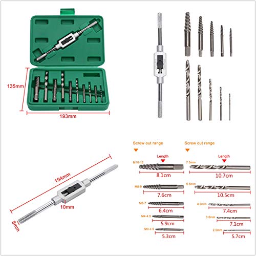 OCGIG Extractor de Tornillos Kit 11Pcs Removedor con Portamachos y Caja