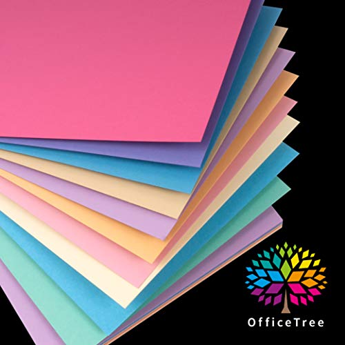 OfficeTree 50 Hoja de papel de color pastel A4-300g/m² niños cartulina para para hacer manualidades, diseñar - 10 tonos pastel