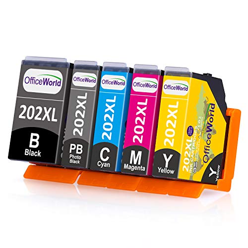 OfficeWorld 202 XL Reemplazo para 202 202XL Cartuchos de tinta Compatiable con Expression Premium XP-6000 XP-6005 XP-6001 XP-6100(1 Negro, 1 Foto Negro, 1 Cian, 1 Magenta, 1 Amarillo)