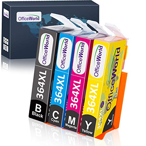 OfficeWorld Reemplazo para HP 364 364XL cartuchos de tinta Compatible para HP Photosmart 5520 7510 5510 7520 5522, HP Officejet 4620, HP Deskjet 3520 3070A (1 Negro, 1 Cian, 1 Magenta, 1 Amarillo)