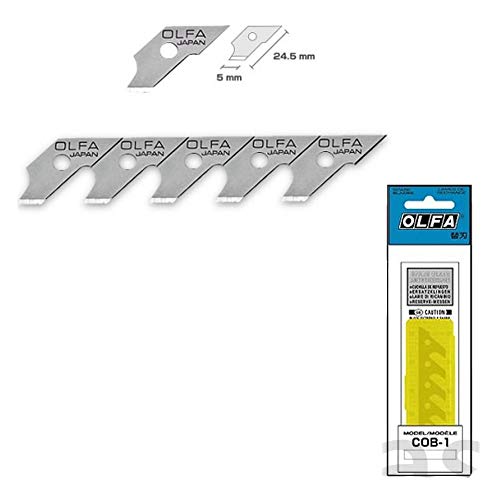 Olfa 372101 Cuchilla cutter tipo compás 5x24,5mm, plateado, Set de 15 Piezas