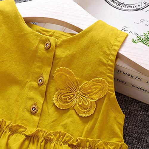 Oliviavan Ropa Bebé Niñas Vestido, Verano Vestido Niños Chica Bautizo Color sólido Sin Manga Mariposa Plisado Chaleco Vestidos de Fiesta de Princesa Lindo Dulce Vestidos