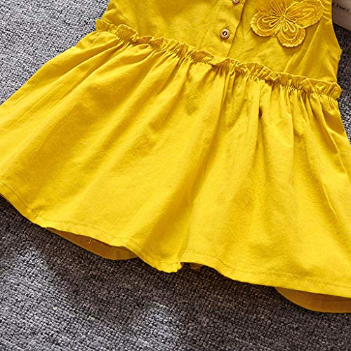 Oliviavan Ropa Bebé Niñas Vestido, Verano Vestido Niños Chica Bautizo Color sólido Sin Manga Mariposa Plisado Chaleco Vestidos de Fiesta de Princesa Lindo Dulce Vestidos