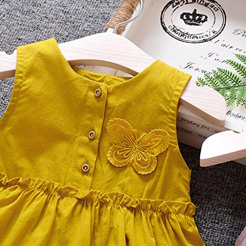 Oliviavan Ropa Bebé Niñas Vestido, Verano Vestido Niños Chica Bautizo Color sólido Sin Manga Mariposa Plisado Chaleco Vestidos de Fiesta de Princesa Lindo Dulce Vestidos