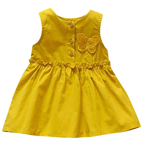 Oliviavan Ropa Bebé Niñas Vestido, Verano Vestido Niños Chica Bautizo Color sólido Sin Manga Mariposa Plisado Chaleco Vestidos de Fiesta de Princesa Lindo Dulce Vestidos