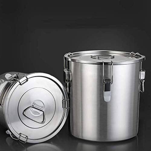 Olla 304 de la categoría alimenticia de acero inoxidable sellado barril espesado de gran capacidad a prueba de fugas, líquido almacenaje del vino Barril Barril de arroz (28cm) (Color: Plata, Tamaño: 2