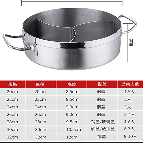 有钱花电子商务 Olla Caliente hogar Olla de Acero Inoxidable de Tres ollas Olla de inducción de Acero Inoxidable Olla de Tres sabores Engrosada Estufa de cocción shabu-shabu de Mercedes-Benz