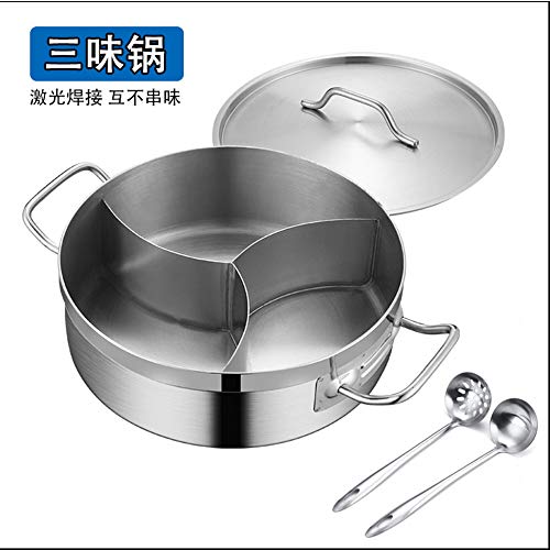 有钱花电子商务 Olla Caliente hogar Olla de Acero Inoxidable de Tres ollas Olla de inducción de Acero Inoxidable Olla de Tres sabores Engrosada Estufa de cocción shabu-shabu de Mercedes-Benz