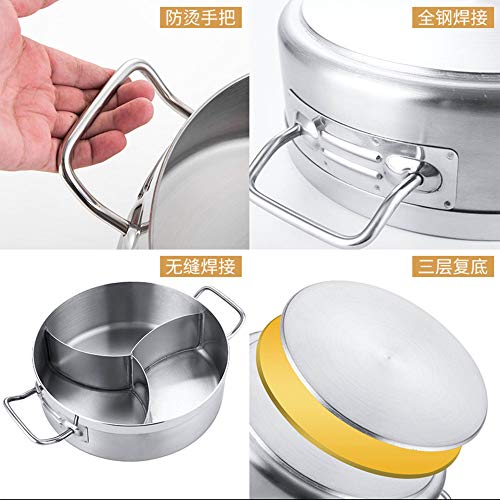 有钱花电子商务 Olla Caliente hogar Olla de Acero Inoxidable de Tres ollas Olla de inducción de Acero Inoxidable Olla de Tres sabores Engrosada Estufa de cocción shabu-shabu de Mercedes-Benz