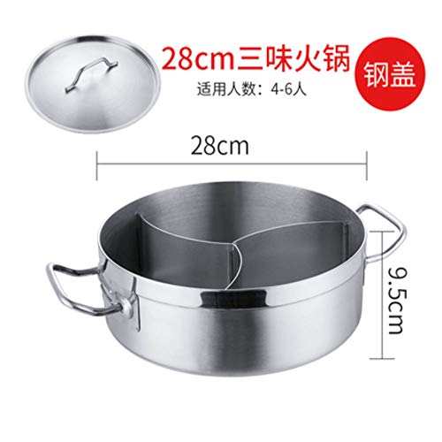 有钱花电子商务 Olla Caliente hogar Olla de Acero Inoxidable de Tres ollas Olla de inducción de Acero Inoxidable Olla de Tres sabores Engrosada Estufa de cocción shabu-shabu de Mercedes-Benz