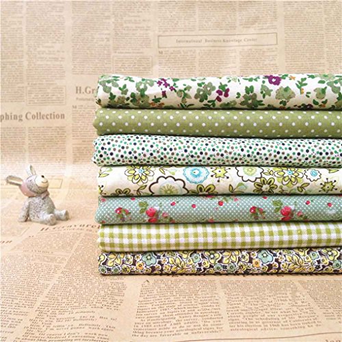 Omkuwl Serie Verde 7pcs / Set Paquetes de Tela Flor Tela de algodón Estampada Patchwork Costura Tela 50x50cm # 17