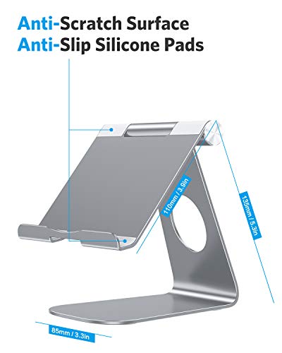 OMOTON Soporte Tablet Ajustable, Multi-Ángulo Base Tablet de Aluminio para iPad Pro 10.5/9.7/12.9/10.2, iPad Mini 2/3/4/5, iPad Air/Air 2, Samsung Tab, Kindle y Otras Tabletas de 7-13 Pulgadas, Gris