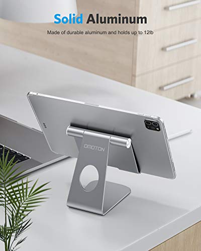 OMOTON Soporte Tablet Ajustable, Multi-Ángulo Base Tablet de Aluminio para iPad Pro 10.5/9.7/12.9/10.2, iPad Mini 2/3/4/5, iPad Air/Air 2, Samsung Tab, Kindle y Otras Tabletas de 7-13 Pulgadas, Gris