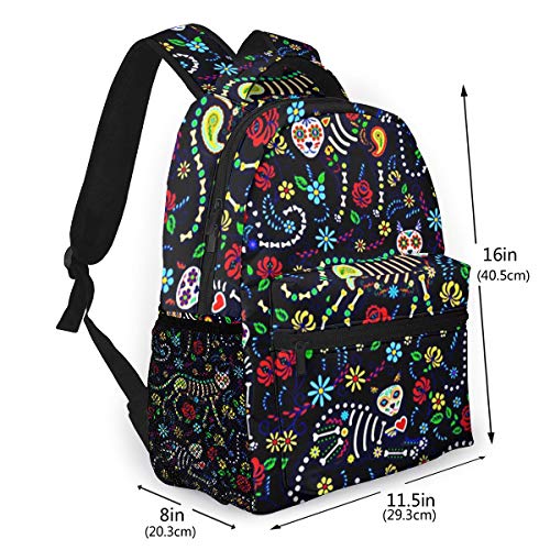 OMQFEW Mochilas Portatil 14 Pulgadas, Resistente Al Agua Casual Mochila, Multifuncional Mochila De Gran Capacidad para Hombre Mujer Escolar Trabajo Viajes Gatos Azúcar Habilidades