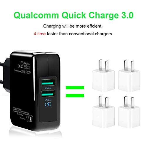 ONELY Quick Charge 3.0 USB Cargador Rápido Cargador, 30W Doble QC3.02.0 Smart Alimentador USB Adaptador de Alimentación y Carga Cargador para SamsungiPhoneiPad Huawei Google (Black)