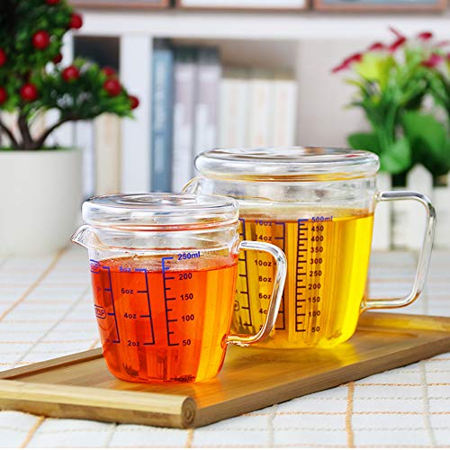 OnePine 500ml Taza de medición de Cristal con Tapa, Jarra medidora Vidrio para la Cocina