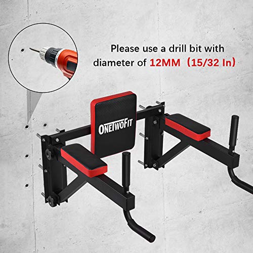 OneTwoFit Barra para Dominadas de Múltiples Funciones de Montaje en la Pared Juego de Estación de Entrenamiento Estación de Dominadas en Casa Entrenamiento Equipo para Entrenamiento, Carga150kg OT076