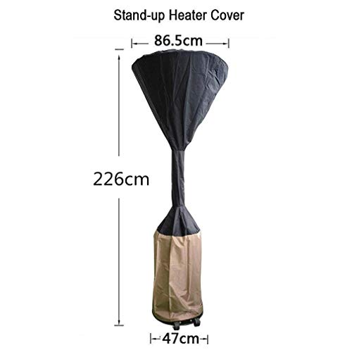 Onlyfire Cubierta de Calefactor de Patio Standup Duradera y Resistente al Agua Se Adapta a 86,5 cm de cúpula Redonda y 47 cm de Base Cuadrada, Negro/Camel Calentador (89"/ 226cm Alto)