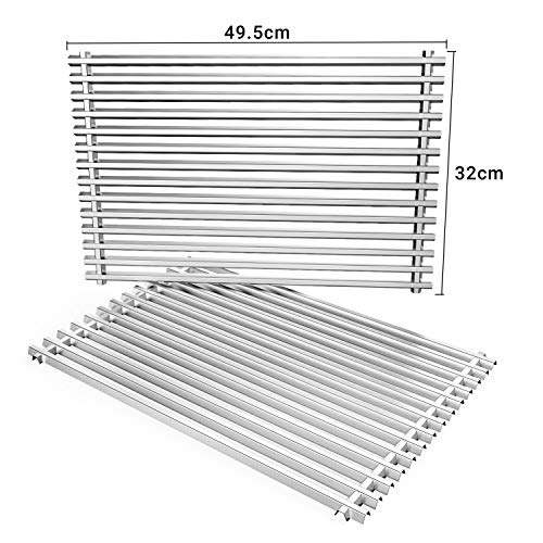 Onlyfire Parrilla para Barbacoa Redonda Rejillas Acero Inoxidable (32,3 cm x 49,5 cm x 1 cm) para Weber 7528, Juego de 2