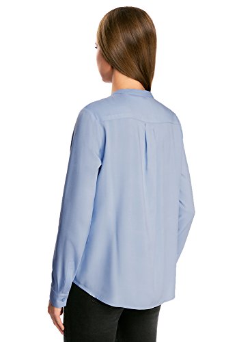 oodji Collection Mujer Blusa de Viscosa de Silueta en A, Azul, ES 42 / L