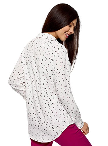 oodji Ultra Mujer Blusa Recta con Bolsillo en el Pecho, Blanco, ES 38 / S