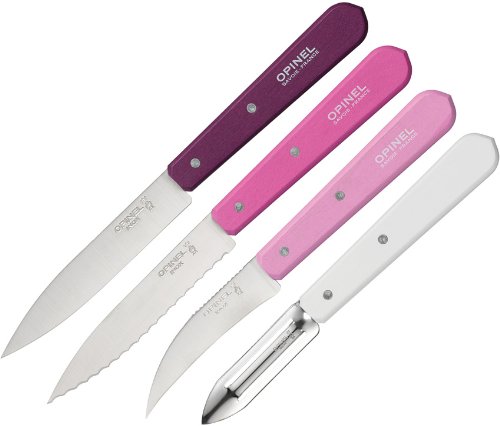 Opinel 254294 Estuche de Esenciales Primarosa Mango de Carpe teñido y Barnizado, 112 Berenjena, 113 Fuchsia, 114 Rosa,115 Blanco 1736