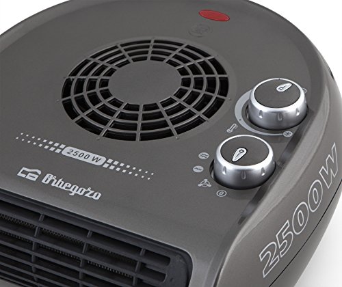 Orbegozo FH 5031 - Calefactor, termostato regulable, 2 niveles de potencia, función ventilador aire frío, calor instantáneo, indicador luminoso, asa de transporte, 2500 W, gris