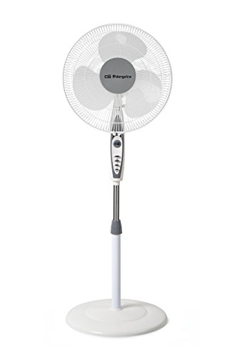 Orbegozo SF 0147 Ventilador de pie oscilante, 3 niveles de ventilación, tamaño aspas 40 cm, altura regulable, 50 W de potencia, 200 Decibeles, Blanco