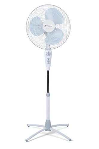 Orbegozo SF3344 Ventilador de pie, 3 velocidades de ventilación, oscilante, asa de Transporte, Cabezal orientable, Temporizador, 45 W, Blanco