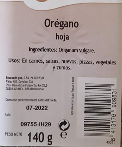 Orégano hoja 140 grs.