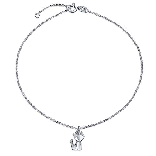 Origami Gato Pequeño Gatito Kitty Mascota Tobillera Encanto Pulsera Tobillera De Plata Esterlina 925 Mujer Ajustable