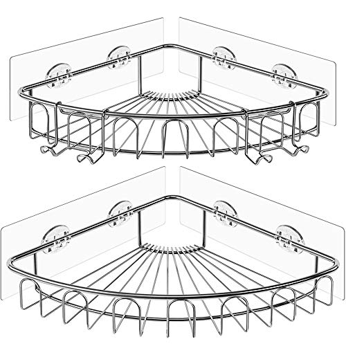 Orimade Adhesivo Estantería de Esquina para Ducha Baño Triangular Organizador Acero Inoxidable Sus 304 Sin Perforar - Pack de 2