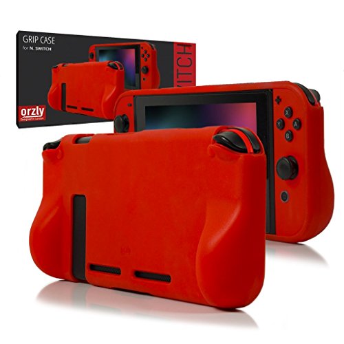 Orzly Funda Comfort Grip Case para la Nintendo Switch – Carcasa Protectora con puños de Mano Rellenos Integrados para la Parte Posterior de la Consola Nintendo Switch en su Modo Gamepad - Rojo