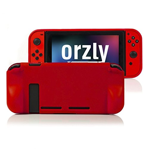 Orzly Funda Comfort Grip Case para la Nintendo Switch – Carcasa Protectora con puños de Mano Rellenos Integrados para la Parte Posterior de la Consola Nintendo Switch en su Modo Gamepad - Rojo